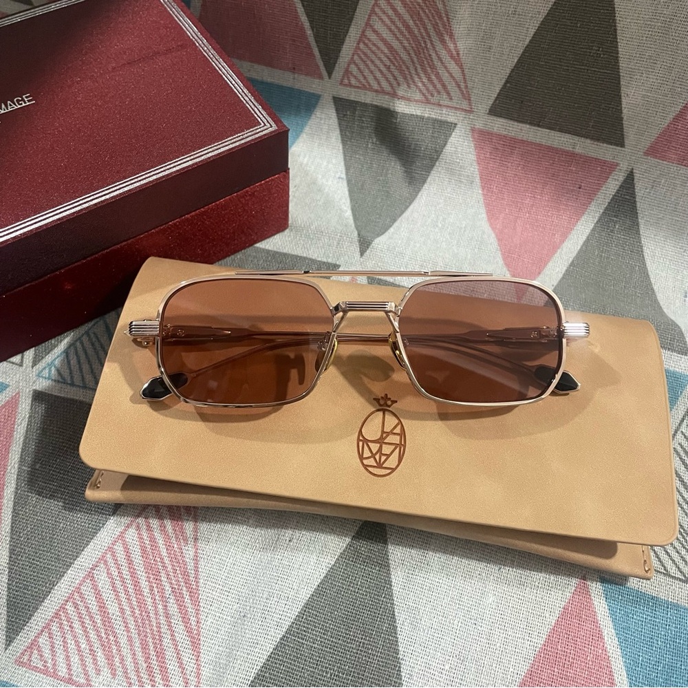 Jacques Marie Mage Pink Tinted Rectangular Sunglasses